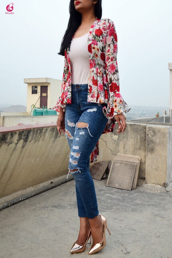 Multicolour Floral Georgette Shrug