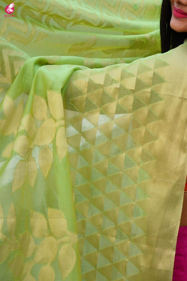 Lime Green Chanderi Zari Woven Dupatta