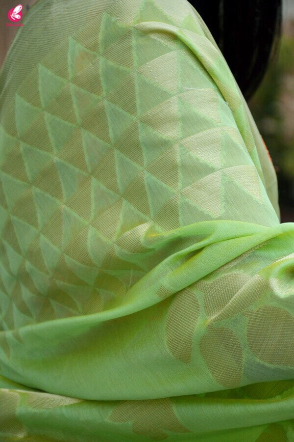 Lime Green Chanderi Zari Woven Dupatta
