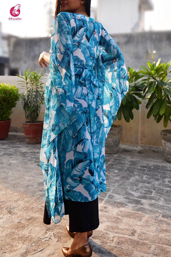 Blue Kaftan Style Georgette Kurti