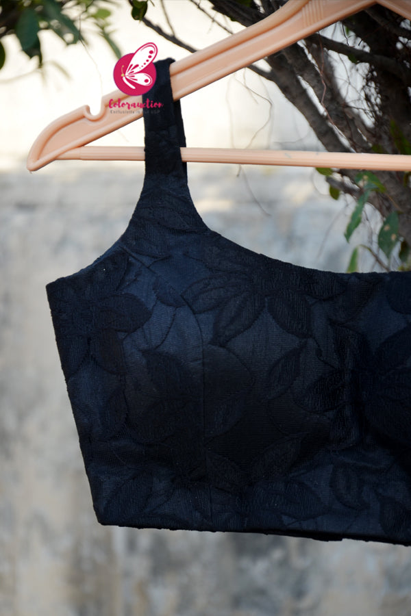 Black Chandelier Net Padded Backless Blouse