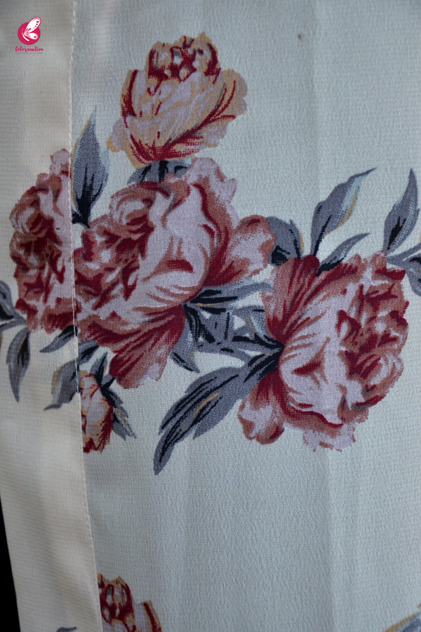 Light Cream Georgette Printed Floral Shrug