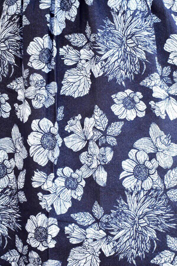 Blue Denim Floral Waist Belt Dress
