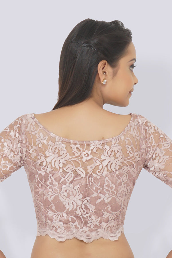 Pastel Mauve Chandelier Net Padded Blouse