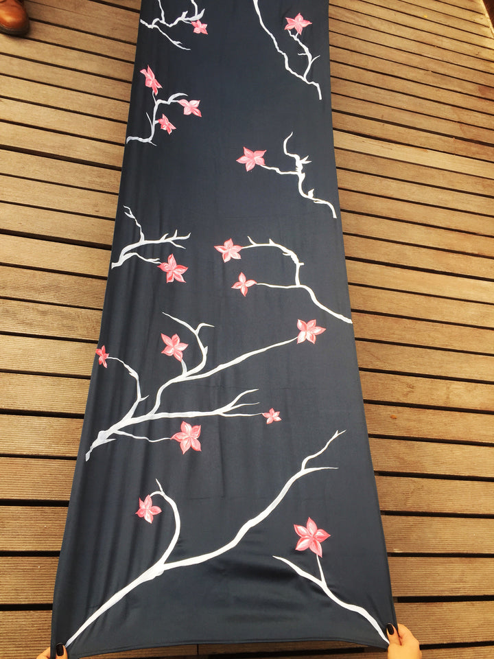 Grey Silk Hand-painted Floral Bunch Stole