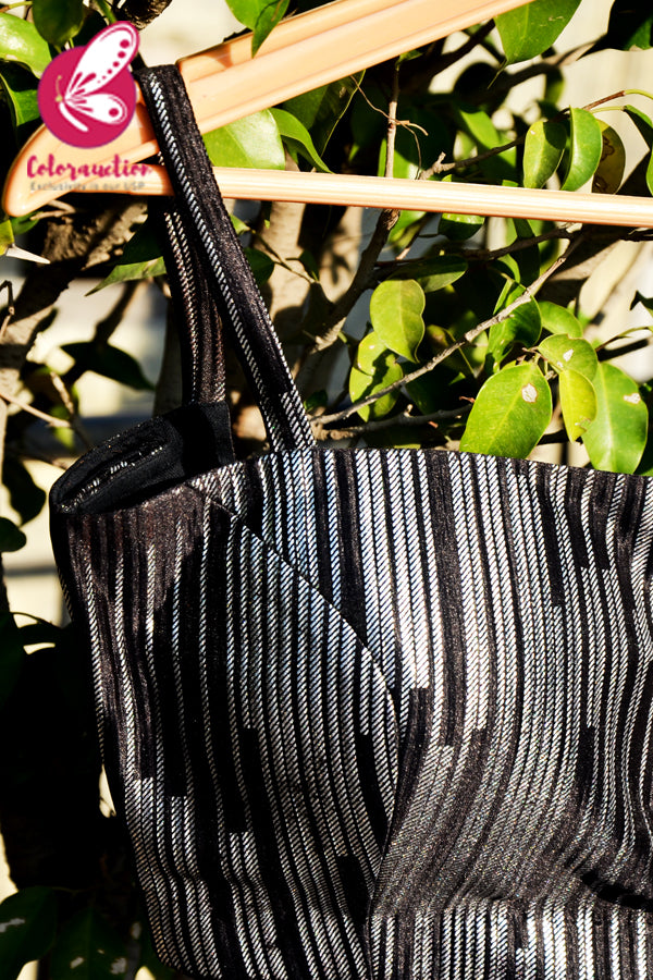 Black & Silver Metallic Crepe Padded Strappy Backless Blouse