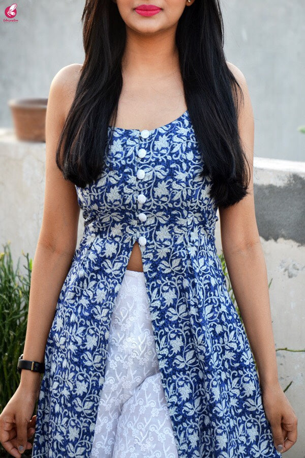 Indigo Blue Printed Cotton Kurti