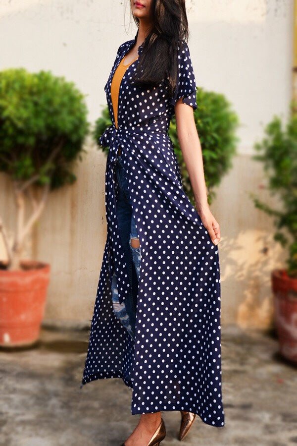 Navy Blue Georgette Printed Long Shrug