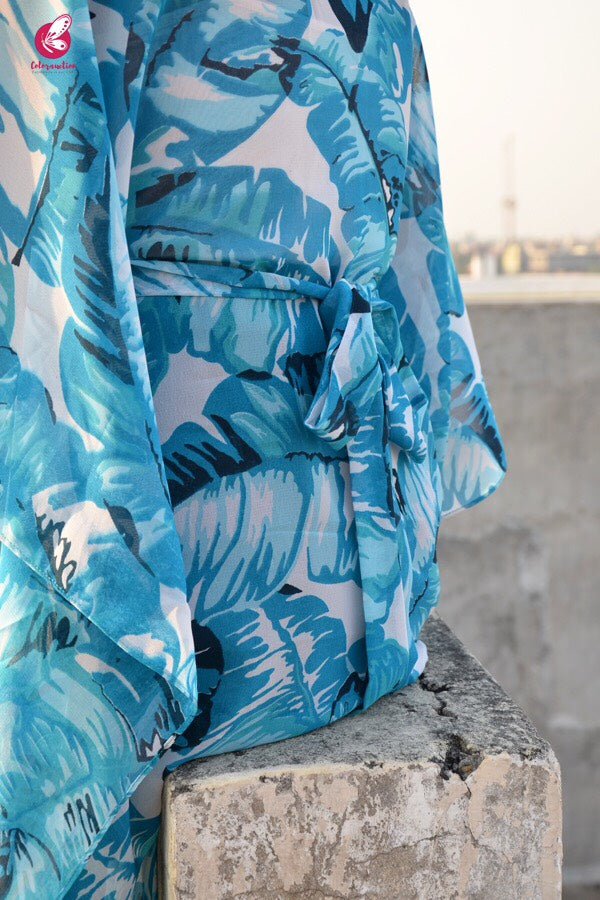Blue Kaftan Style Georgette Kurti