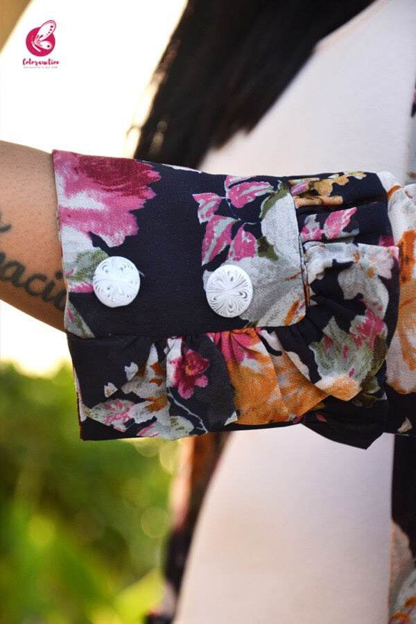 Blue Printed Georgette Floral Shrug