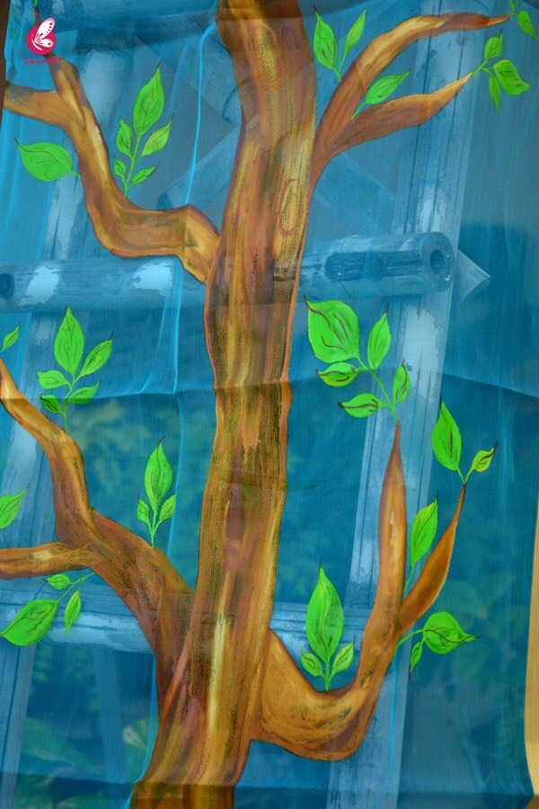 Sky Blue Oraganza Handpainted Stole