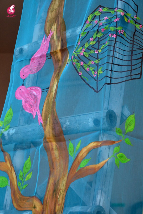 Sky Blue Oraganza Handpainted Stole