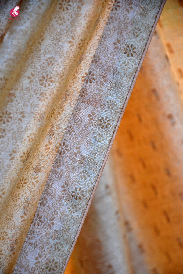 Beige Chanderi Zari Woven Saree