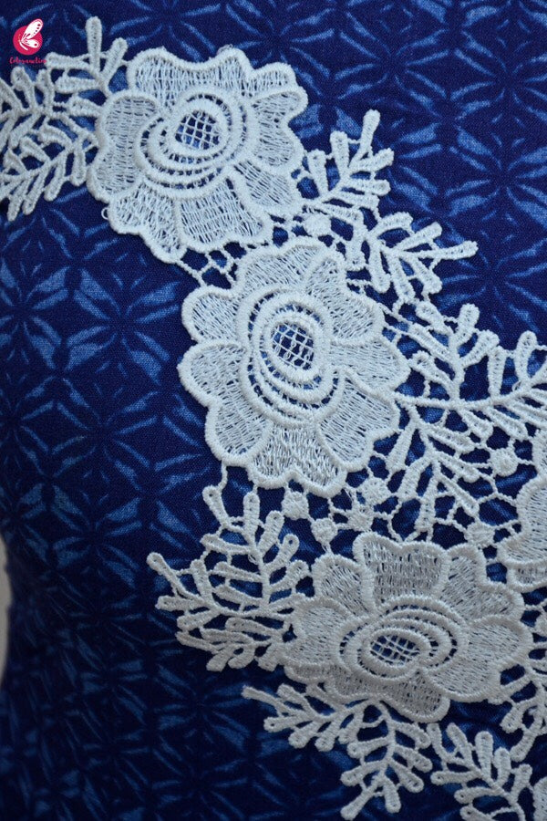 Blue Modal Rayon Patched Straight Kurti