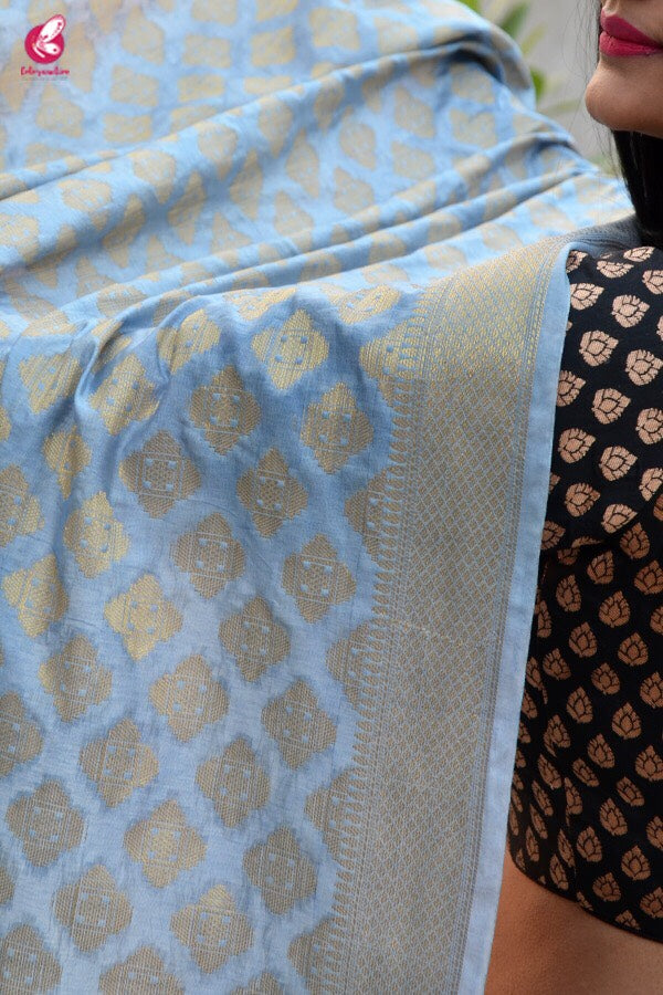 Powder Blue Banarasi Silk Dupatta