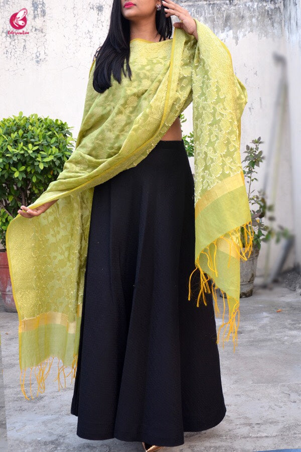 Green Chanderi Zari Woven Dupatta