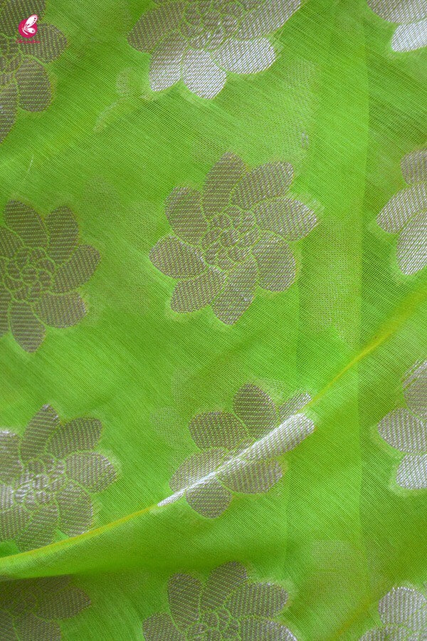Lime Green Chanderi Zari Woven Saree