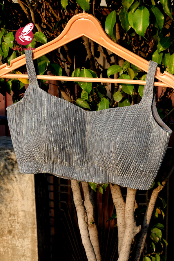 Grey Fancy Padded Backless Blouse