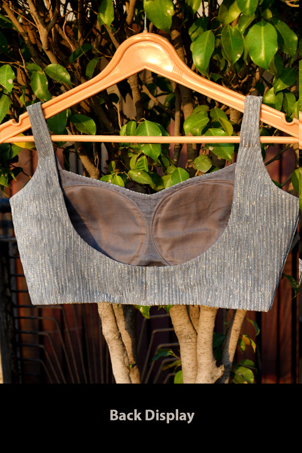 Grey Fancy Padded Backless Blouse