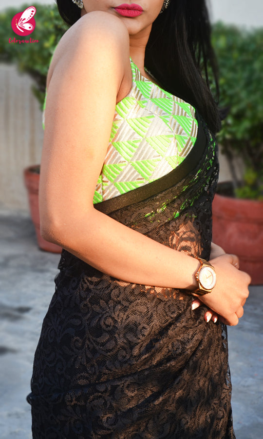 Black Chandelier Net Saree