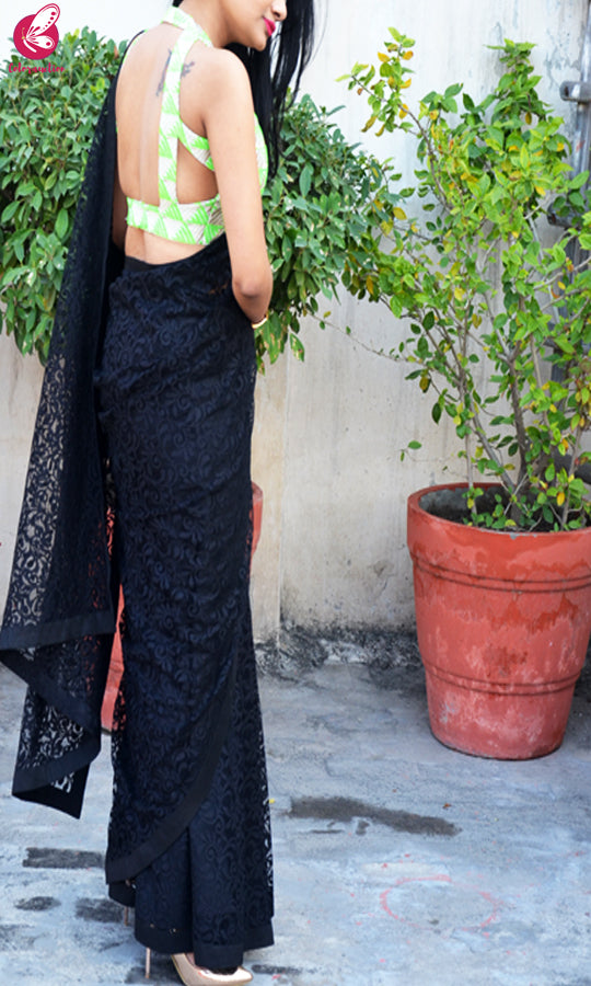 Black Chandelier Net Saree