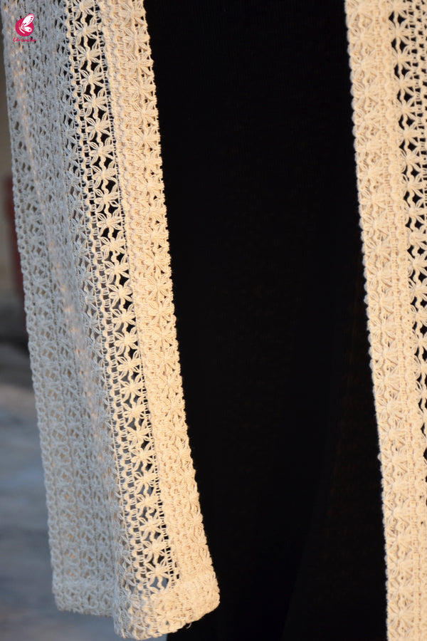 Cream Crochet Lace Long Shrug