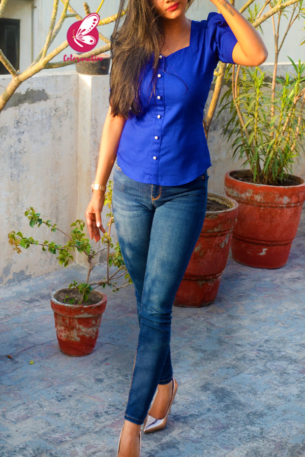 Blue Dobby Top