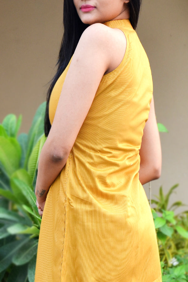 Mustard Cotton Sarton Striped Shrug