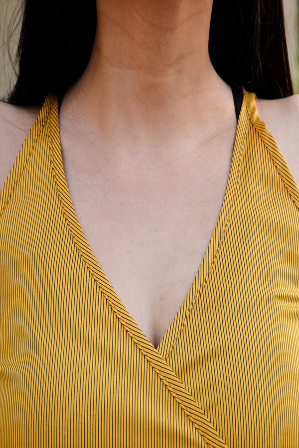Mustard Golden Cotton Striped Top
