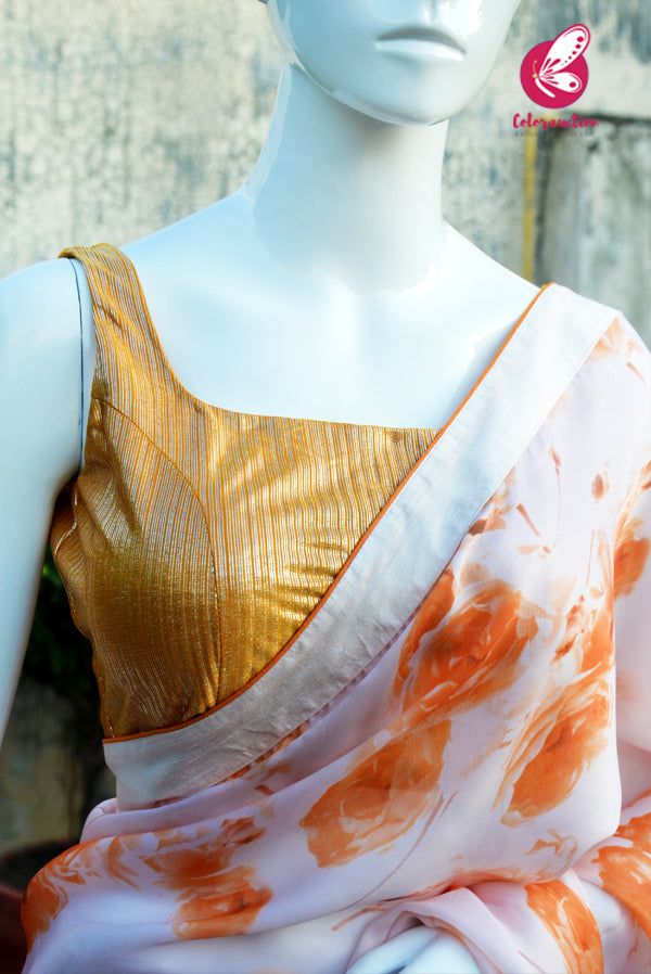 Mustard Golden &amp; Silver Sleevelss Backless Padded Blouse