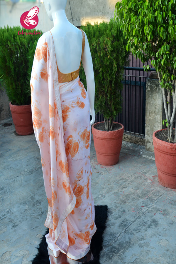 Mustard Golden &amp; Silver Sleevelss Backless Padded Blouse