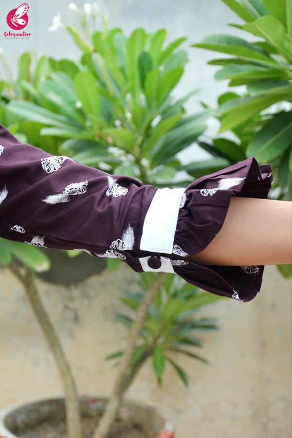 Dark Purple Cotton Silk Printed Front Slit Kurti