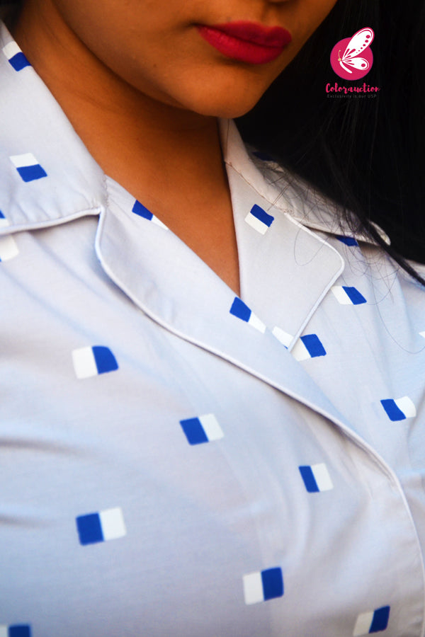 Light Grey Printed Cotton Shirt