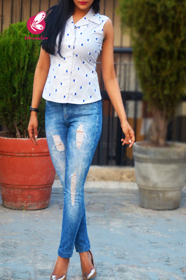 Light Grey Printed Cotton Shirt