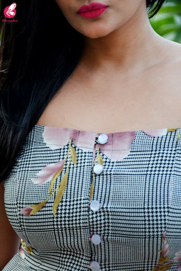 Multicolored Printed Strappy Crepe Straight Fit Kurti