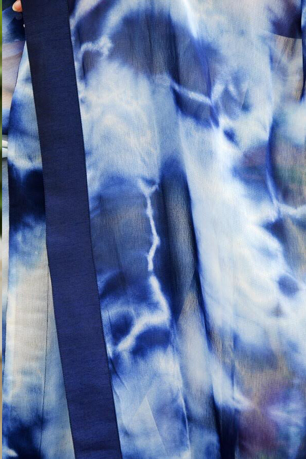 White Tie and Dye Georgette Saree