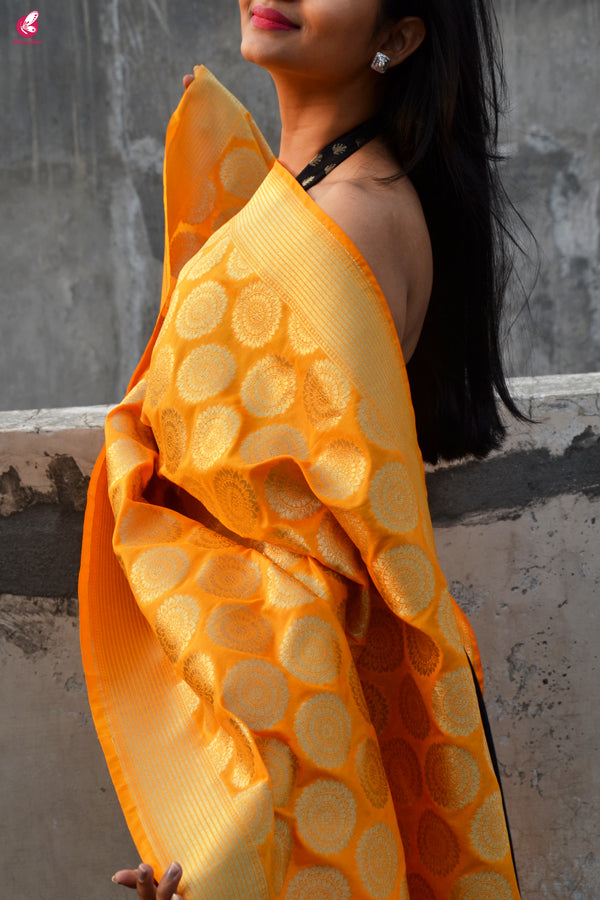 Turmeric Yellow Banarasi Silk Dupatta