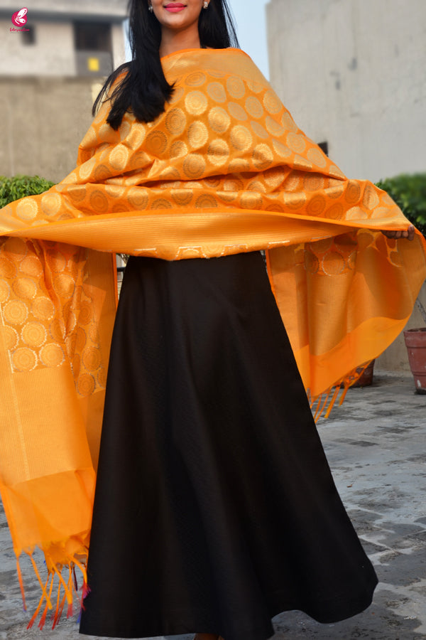 Turmeric Yellow Banarasi Silk Dupatta