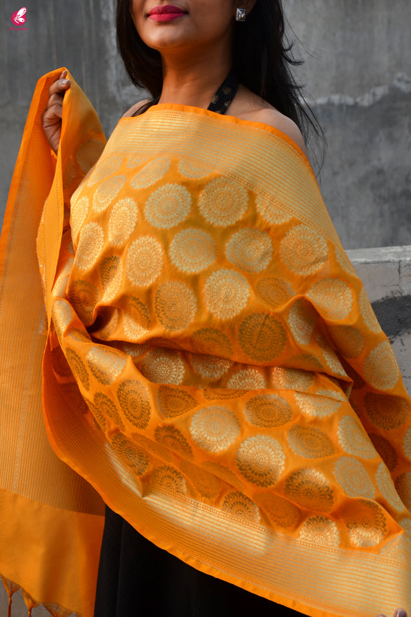 Turmeric Yellow Banarasi Silk Dupatta