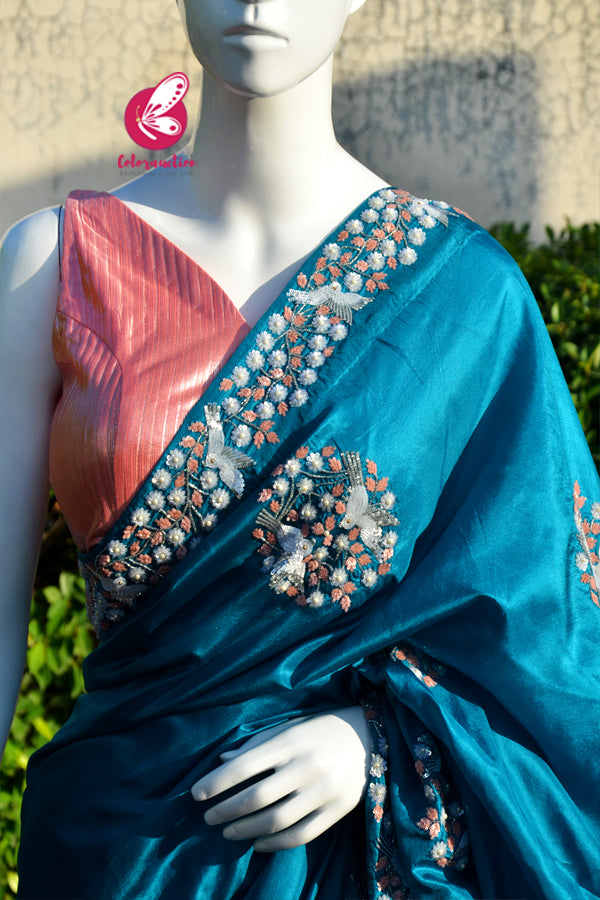 Peachy Pink Backless V-Neck Sleeveless Padded Blouse