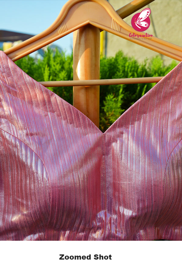 Peachy Pink Backless V-Neck Sleeveless Padded Blouse